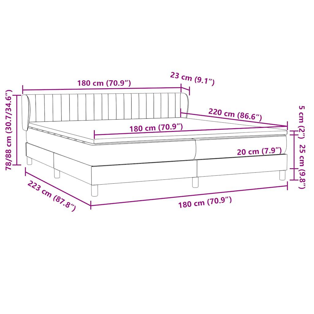 vidaXL Κρεβάτι με στρώματα ροζ 180x220 cm Βελούδινο