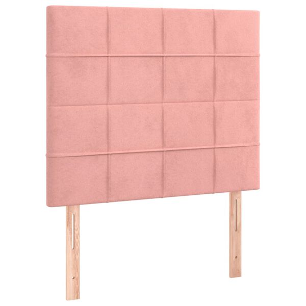 vidaXL Κρεβάτι Boxspring με Στρώμα Ροζ 90x190 εκ. Βελούδινο