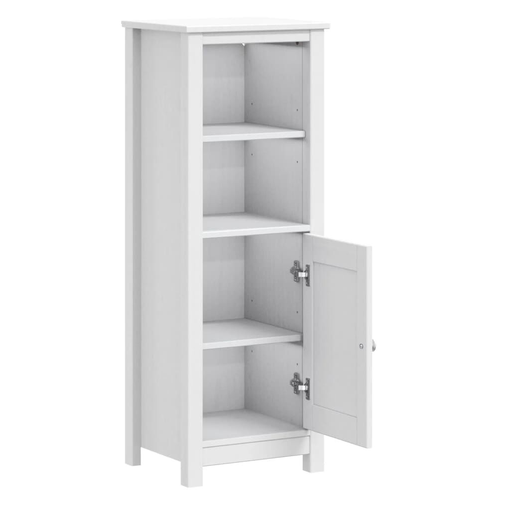 vidaXL Ντουλάπι Μπάνιου BERG Λευκό 40 x 34 x 110 εκ. Μασίφ Ξύλο Πεύκου
