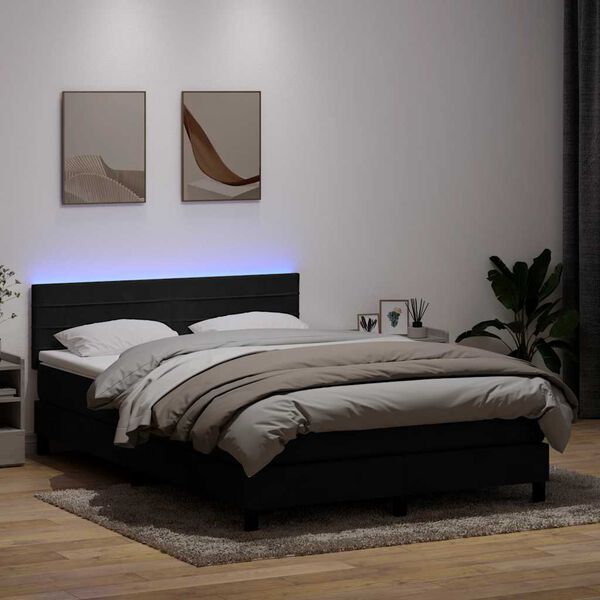 vidaXL &Kappa;&rho;&epsilon;&beta;ά&tau;&iota; Boxspring &mu;&epsilon; &Sigma;&tau;&rho;ώ&mu;&alpha; & LED &Mu;&alpha;ύ&rho;&omicron; 160x210 &epsilon;&kappa;. &Beta;&epsilon;&lambda;&omicron;ύ&delta;&iota;&nu;&omicron;