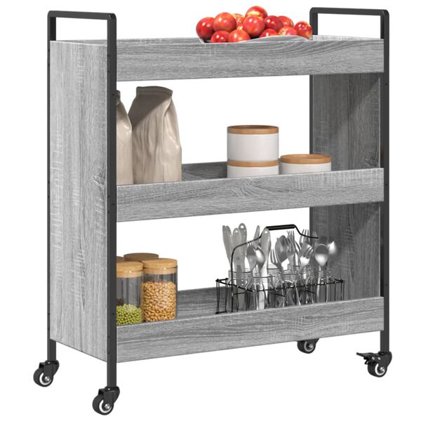 vidaXL Τρόλεϊ Κουζίνας Sonoma Γκρι 70x30x82 εκ. από Επεξεργασμένο Ξύλο
