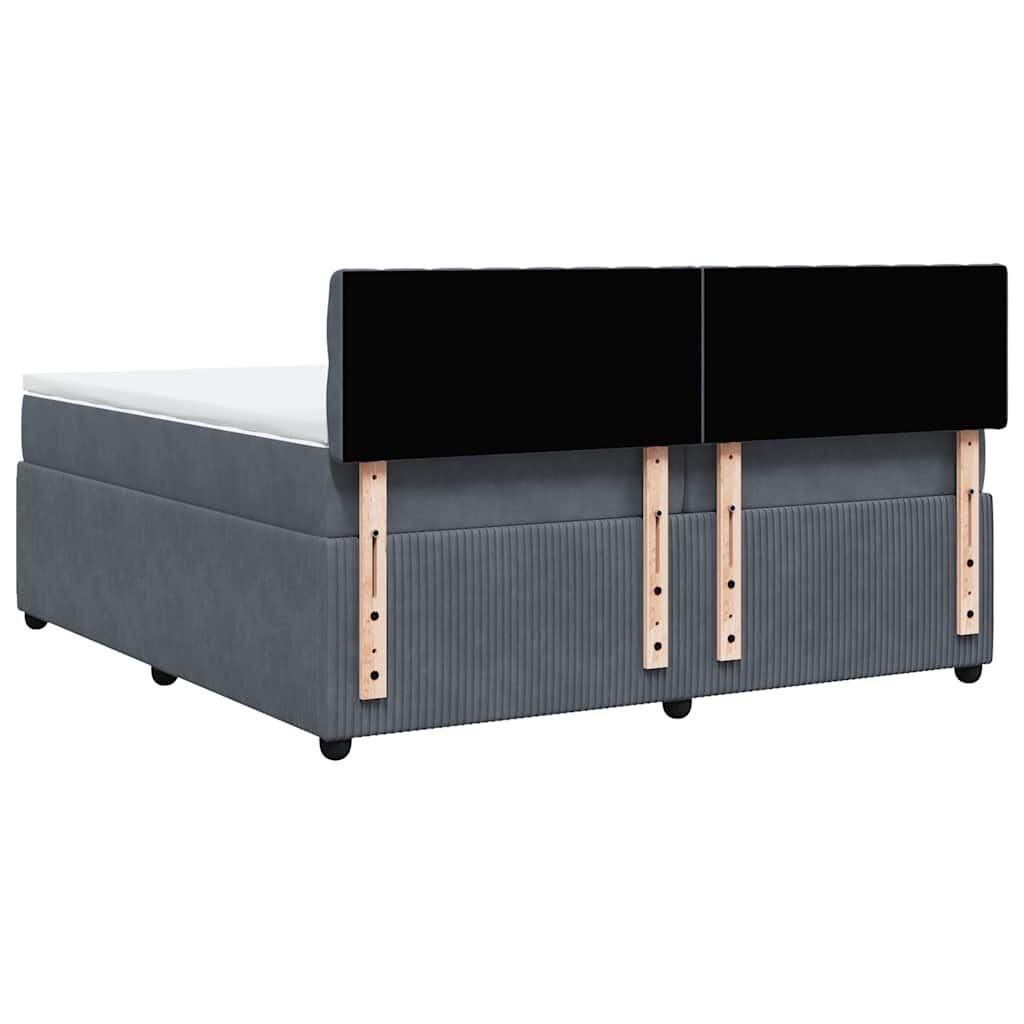 vidaXL Κρεβάτι Boxspring με Στρώμα Σκούρο Γκρι 200x200 εκ. Βελούδινο