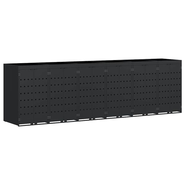 vidaXL Αποθήκη τροχήλατου κάδου για 6 κάδους Μαύρο