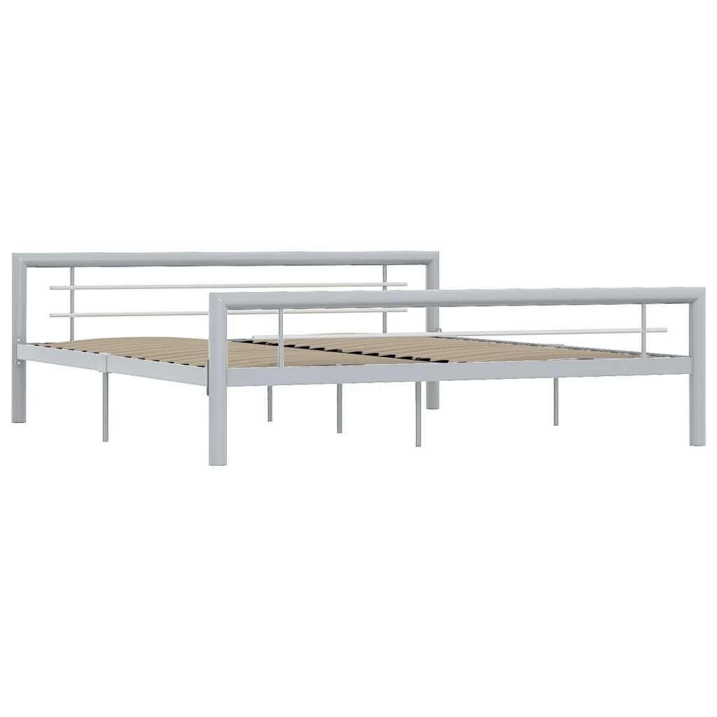 vidaXL Πλαίσιο Κρεβατιού Γκρι / Λευκό 180 x 200 εκ. Μεταλλικό
