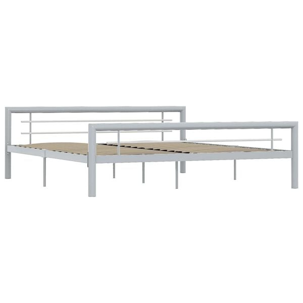 vidaXL Πλαίσιο Κρεβατιού Γκρι / Λευκό 180 x 200 εκ. Μεταλλικό
