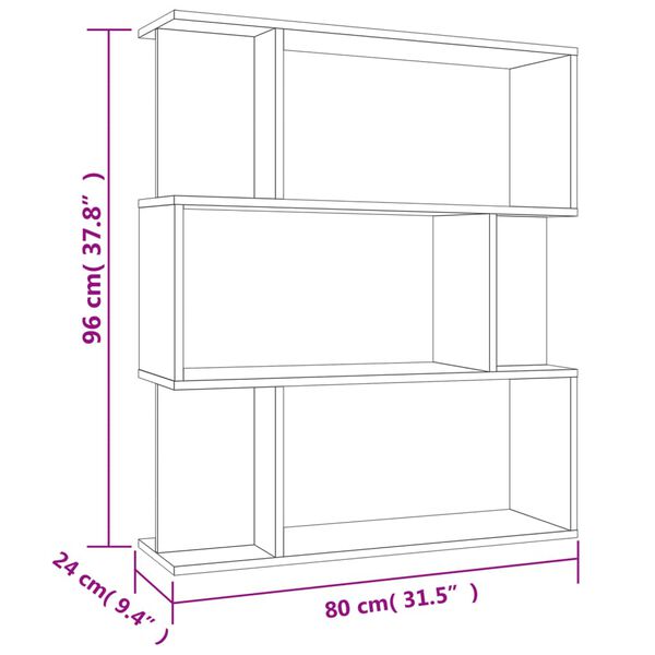 vidaXL Βιβλιοθήκη/Διαχωριστικό Sonoma Δρυς 80x24x96 εκ. Επεξ. Ξύλο