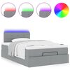 vidaXL Οθωμανικό κρεβάτι με στρώμα & LEDs Ανοιχτό γκρι Ύφασμα