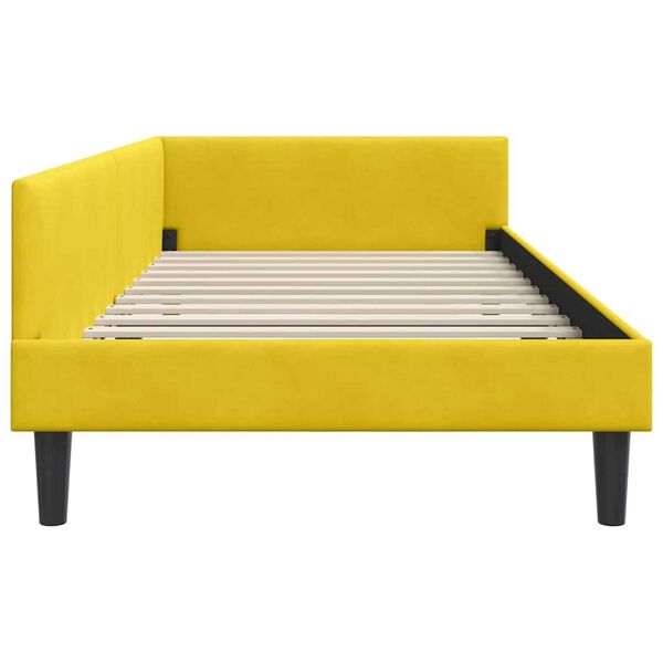 vidaXL Πλαϊνό Κρεβάτι Κίτρινο 90 x 190 cm Βελούδο και Στιβαρή ξυλεία