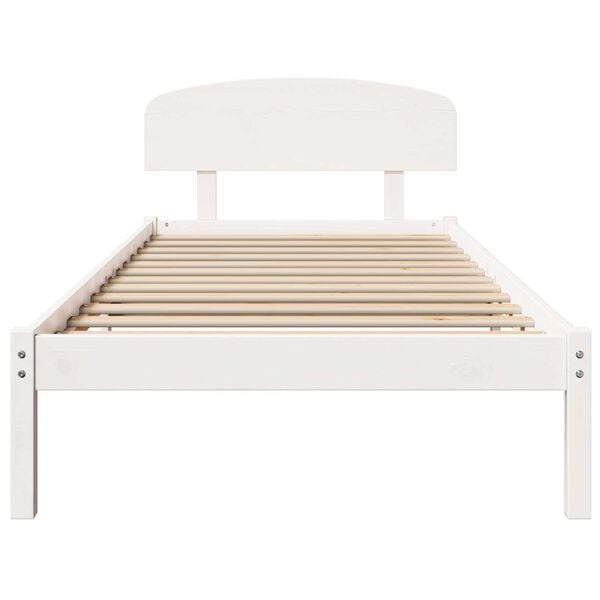 vidaXL Σκελετός Κρεβατιού Λευκό 90 x 190 cm Μασίφ ξύλο πεύκου