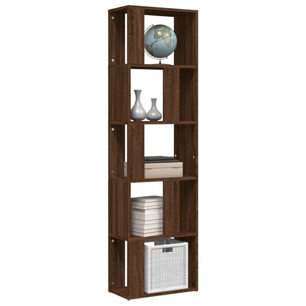 vidaXL Βιβλιοθήκη Καφέ Δρυς 45 x 24 x 160 εκ. από Επεξεργασμένο Ξύλο