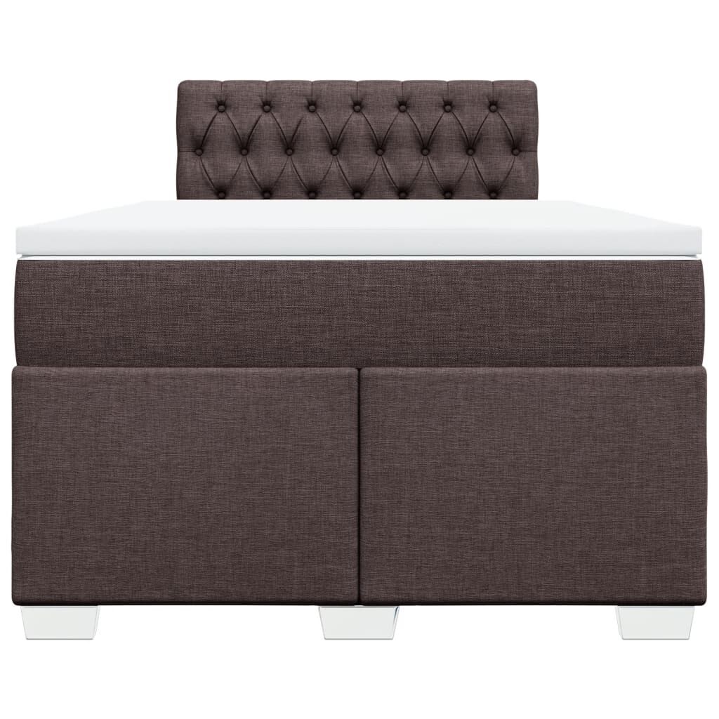 vidaXL Κρεβάτι Boxspring με Στρώμα Σκούρο Καφέ 120x200 εκ. Υφασμάτινο