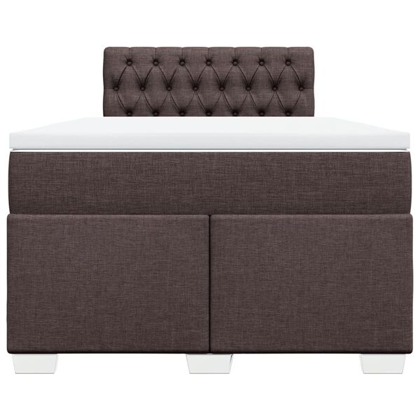 vidaXL Κρεβάτι Boxspring με Στρώμα Σκούρο Καφέ 120x200 εκ. Υφασμάτινο