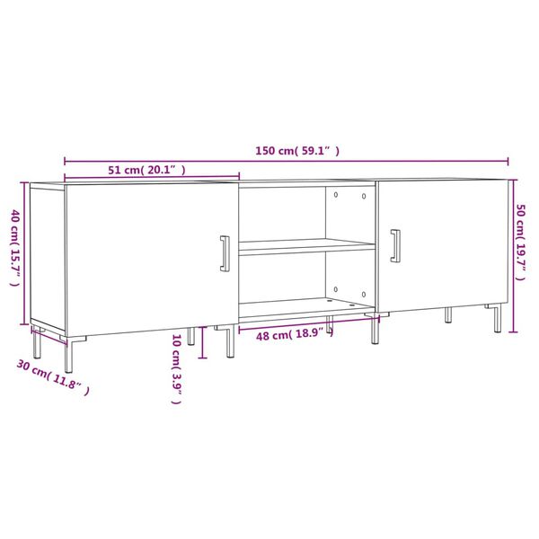 vidaXL Έπιπλο Τηλεόρασης Καπνιστή Δρυς 150x30x50 εκ. Επεξ. Ξύλο