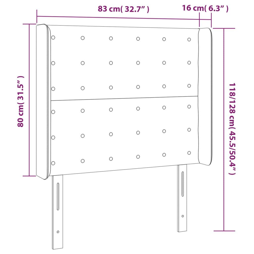 vidaXL Κεφαλάρι Κρεβατιού LED Ροζ 83x16x118/128εκ. Βελούδινο