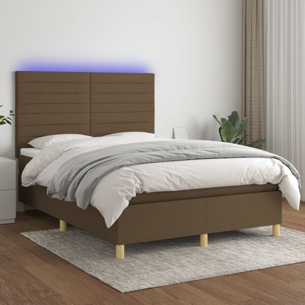vidaXL &Kappa;&rho;&epsilon;&beta;ά&tau;&iota; Boxspring &mu;&epsilon; &Sigma;&tau;&rho;ώ&mu;&alpha; & LED &Sigma;&kappa;.&Kappa;&alpha;&phi;έ 140x190&epsilon;&kappa;. &Upsilon;&phi;&alpha;&sigma;&mu;ά&tau;&iota;&nu;&omicron;