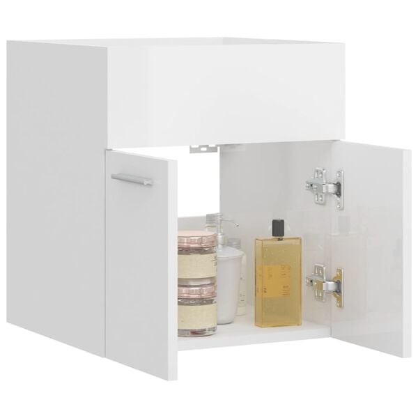 vidaXL Ντουλάπι Νιπτήρα Γυαλιστερό Λευκό 41x38,5x46 εκ από Επεξ. Ξύλο