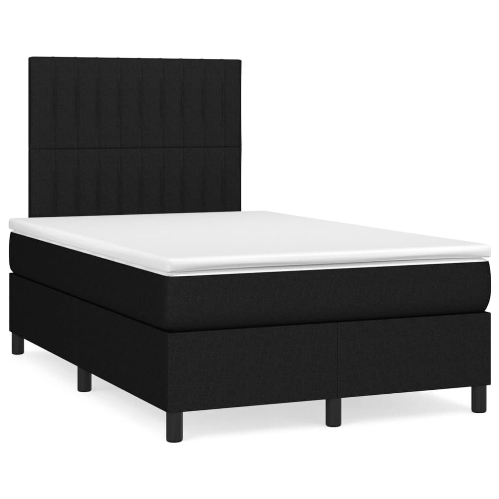 vidaXL Κρεβάτι Boxspring με Στρώμα & LED Μαύρο 120x190 εκ. Υφασμάτινο