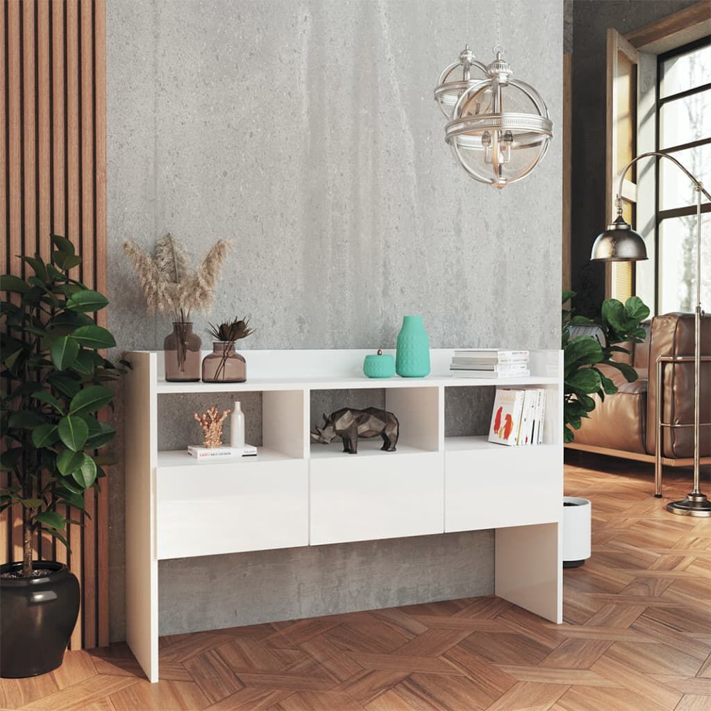 vidaXL Μπουφές Γυαλιστερό Λευκό 105 x 30 x 70 εκ. από Επεξ. Ξύλο