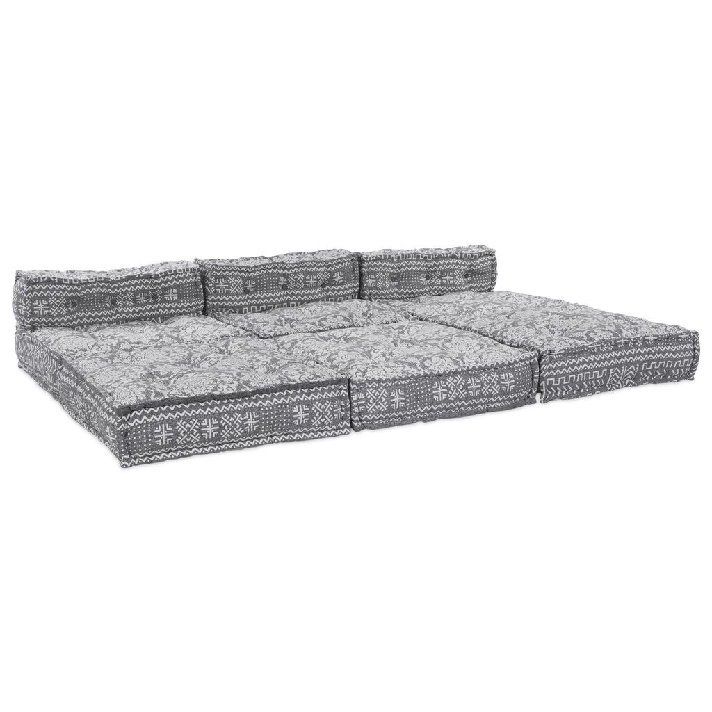 vidaXL Καναπές Με 4 Θέσεις Modular Pouffe, Μετατρέψιμος, Ανοιχτό Γκρι Υφάσμα