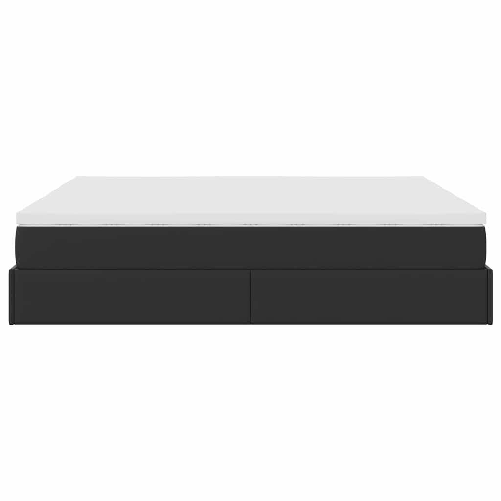 vidaXL Οθωμανικό κρεβάτι με στρώματα Μαύρο 160x200cm Συνθετικό δέρμα