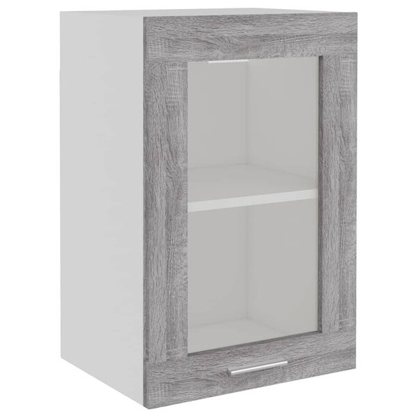 vidaXL Κρεμαστό Ντουλάπι Γυάλινο Lyon Γκρι Sonoma 40x31x60εκ.
