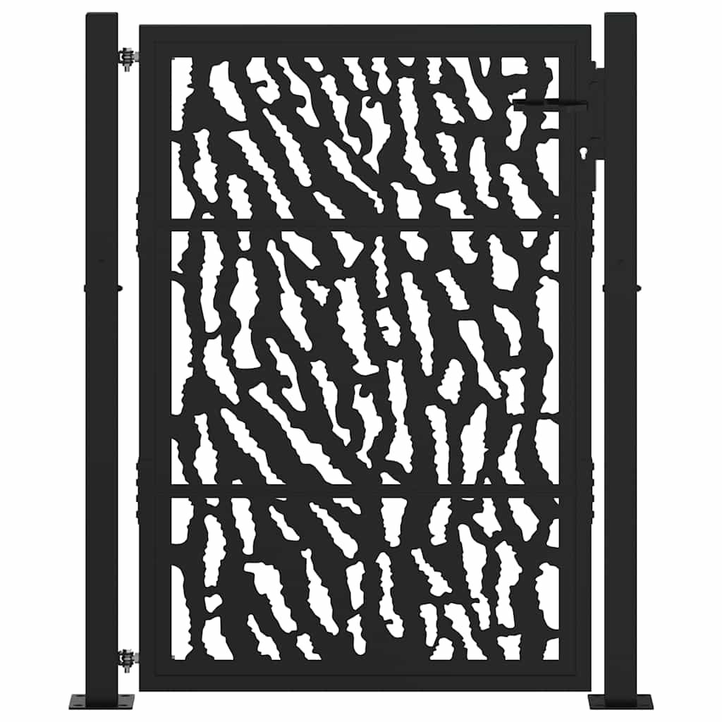 vidaXL Πύλη κήπου Μαύρη 105x130 cm Ατσάλινη σχεδίαση ίχνους