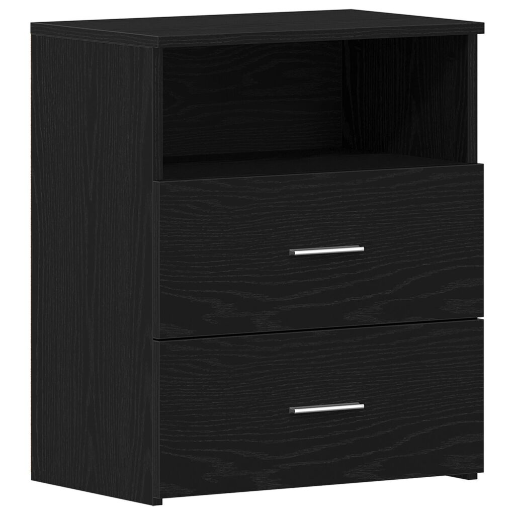 vidaXL Κομοδίνο Μαύρο Δρυς 50x32x60εκ Επεξεργασμένο Ξύλο