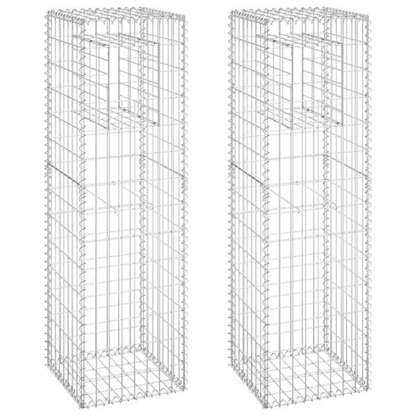 vidaXL Συρματοκιβώτια Στύλοι 2 τεμ. 40 x 40 x 140 εκ. Σιδερένιοι