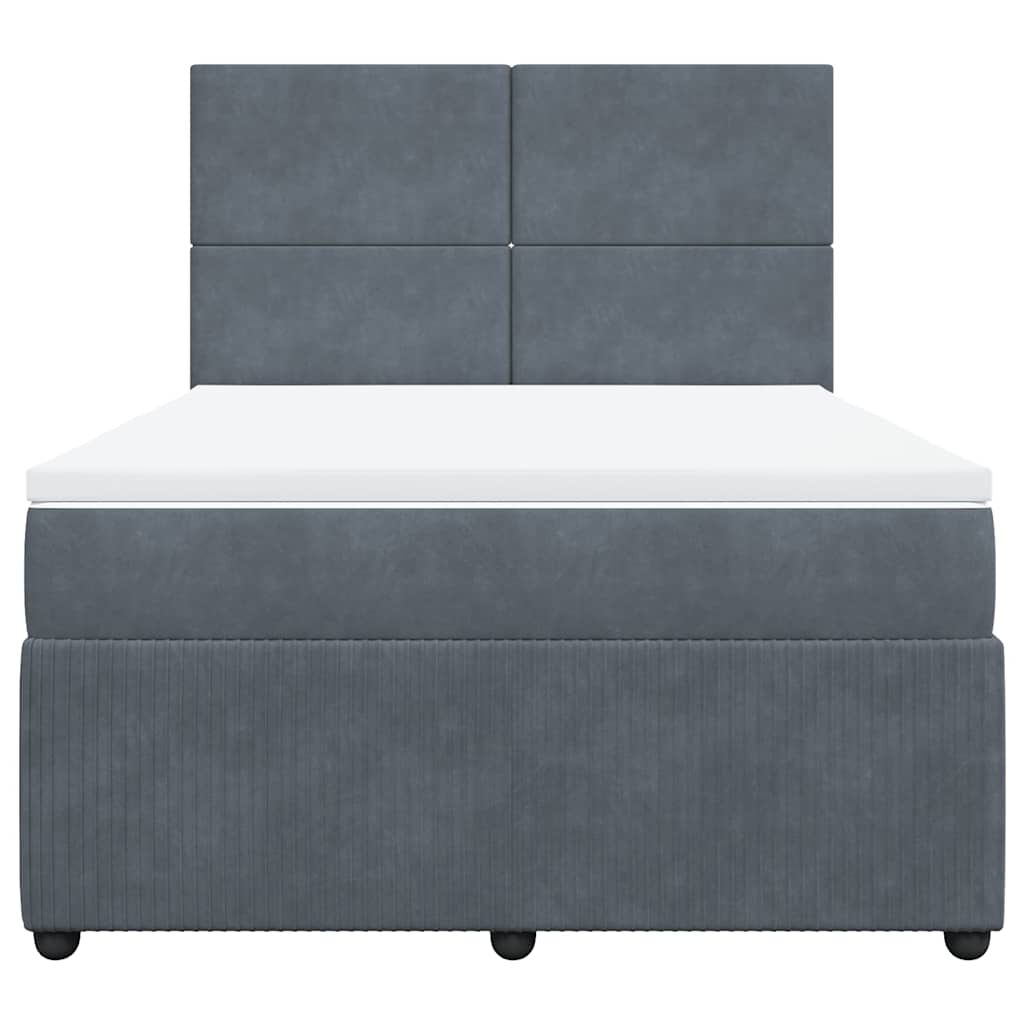 vidaXL Κρεβάτι Boxspring με Στρώμα Σκούρο Γκρι 160x200 εκ. Βελούδινο