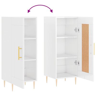 vidaXL Ντουλάπι Γυαλιστερό Λευκό 34,5x34x90 εκ. Επεξεργασμένο Ξύλο