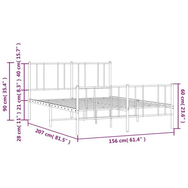vidaXL Πλαίσιο Κρεβατιού με Κεφαλάρι&Ποδαρικό Λευκό 90x190 εκ. Μέταλλο