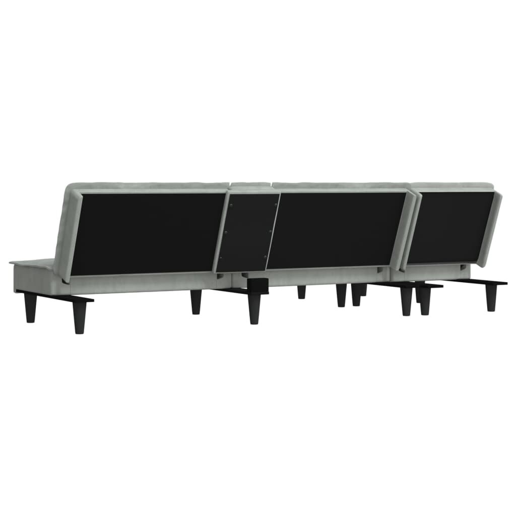 vidaXL Καναπές Κρεβάτι Γωνιακός Αν. Γκρι 255 x 140 x 70 εκ. Βελούδινος