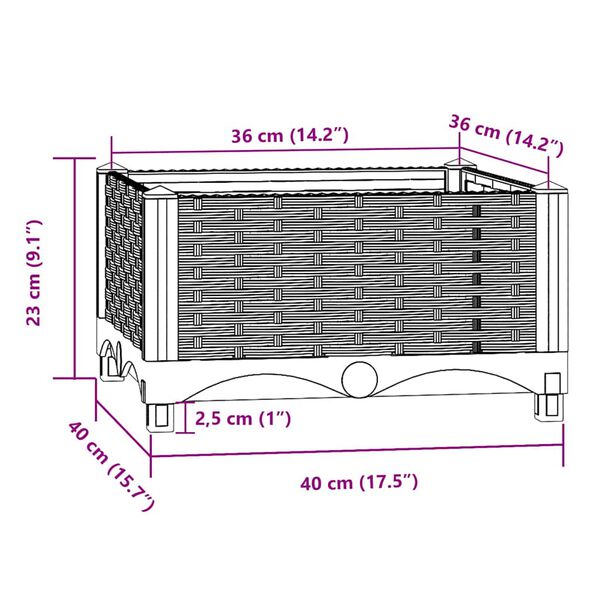vidaXL Ζαρντινιέρα 40 x 40 x 23 εκ. από Πολυπροπυλένιο