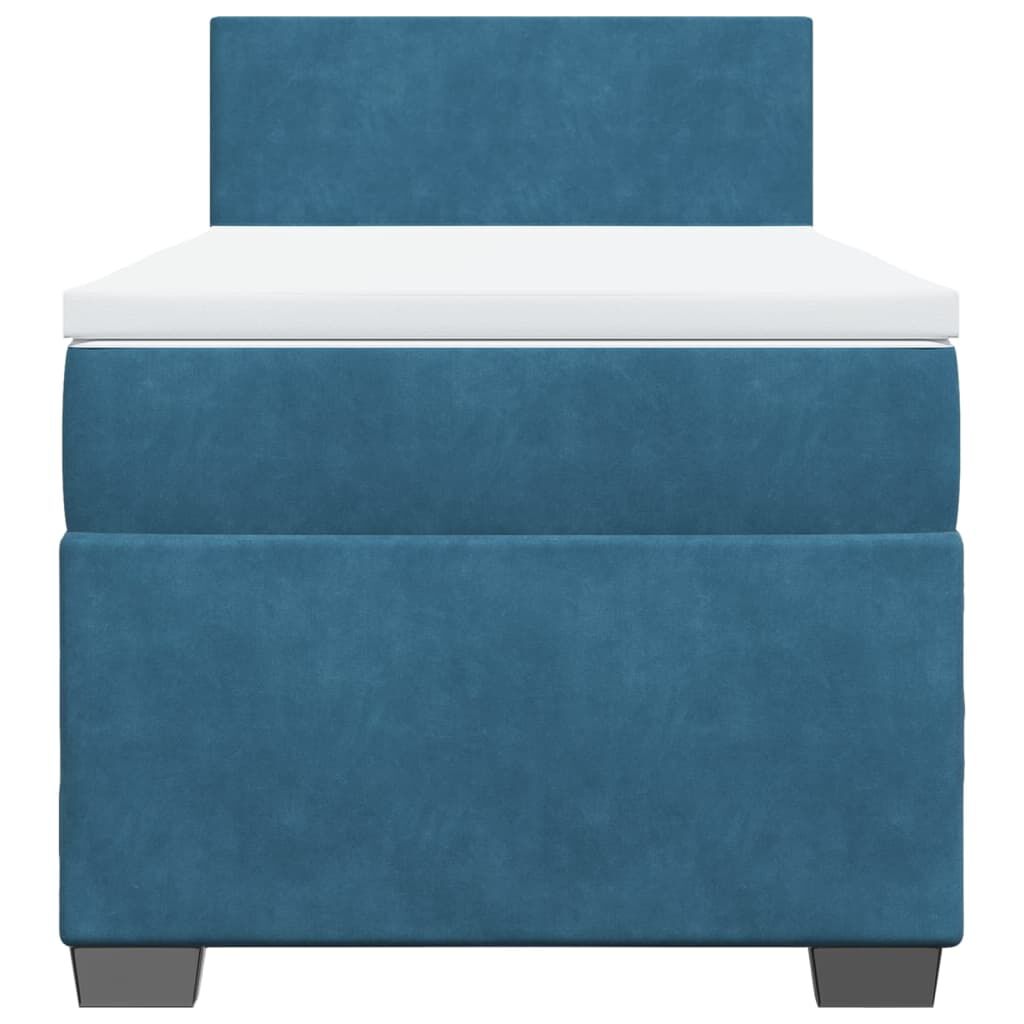 vidaXL Κρεβάτι Boxspring με Στρώμα Μπλε 90x200 εκ. Βελούδινο
