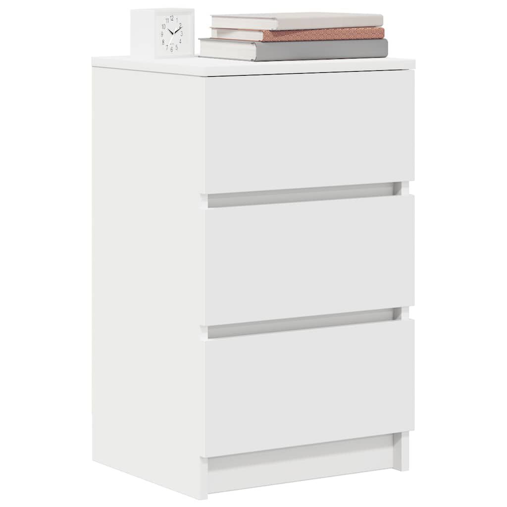 vidaXL Κομοδίνο με 3 συρτάρια Λευκό 39x35x65 εκ.