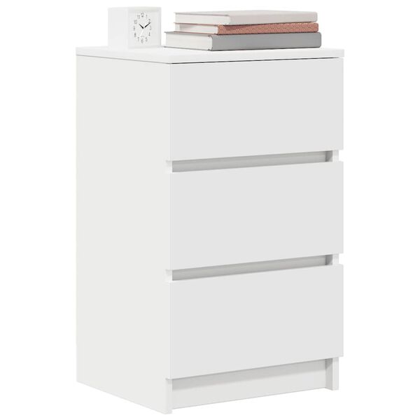 vidaXL Κομοδίνο με 3 συρτάρια Λευκό 39x35x65 εκ.
