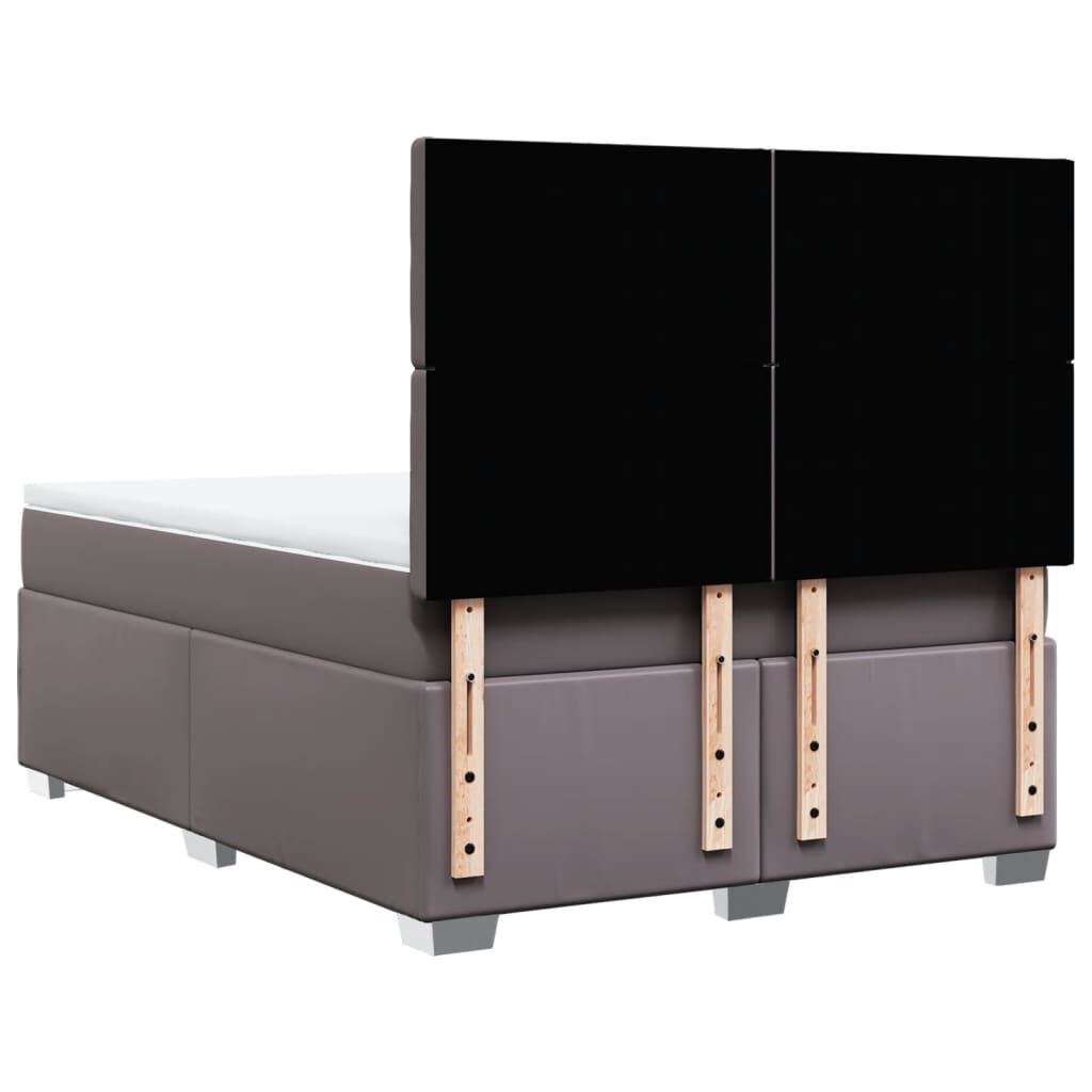 vidaXL Κρεβάτι Boxspring με Στρώμα Γκρι 160x200εκ. από Συνθετικό Δέρμα