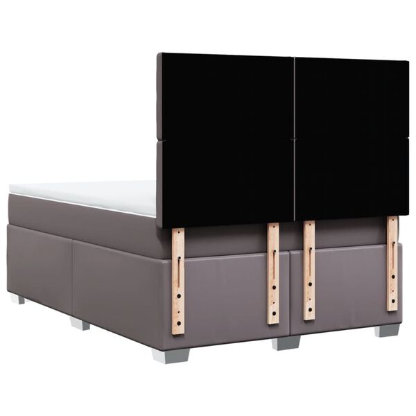 vidaXL Κρεβάτι Boxspring με Στρώμα Γκρι 160x200εκ. από Συνθετικό Δέρμα