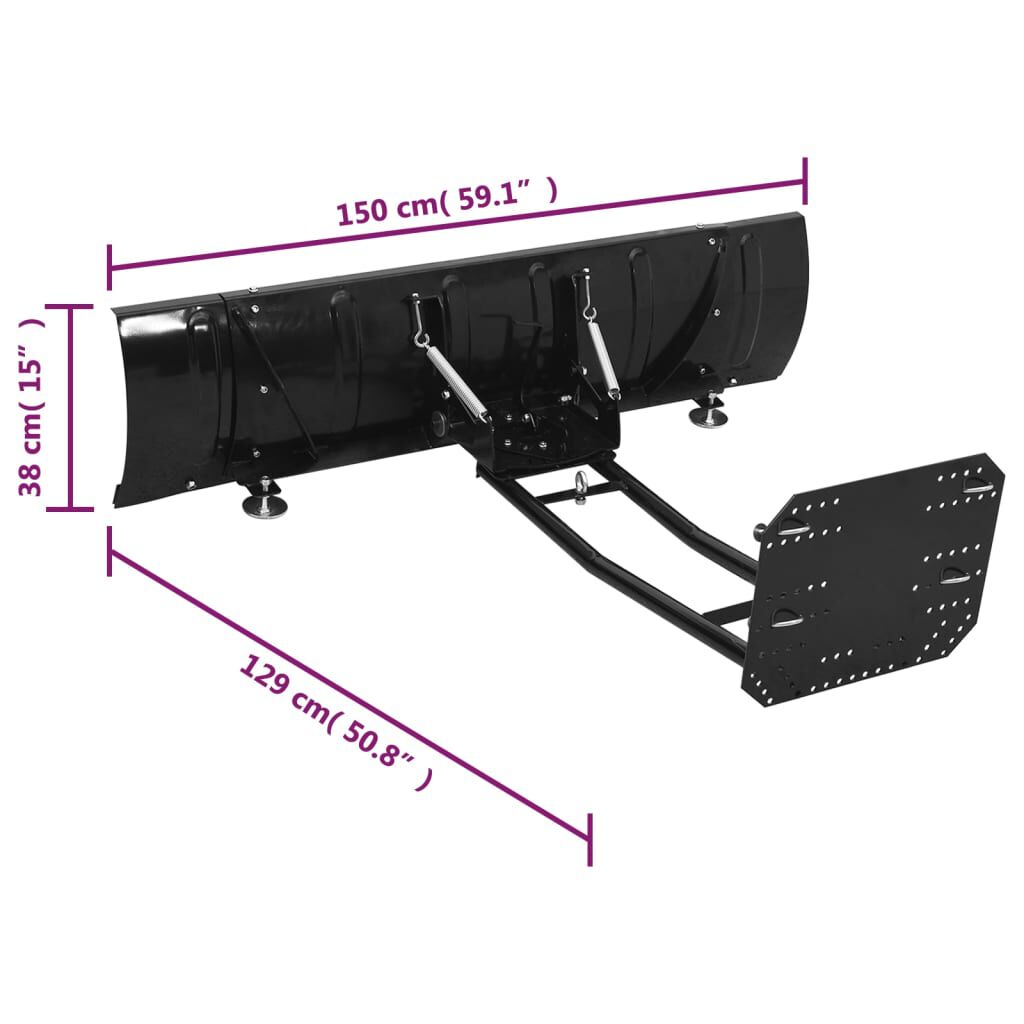 vidaXL Εκχιονιστικό για ATV Μαύρο 150 x 38 εκ.