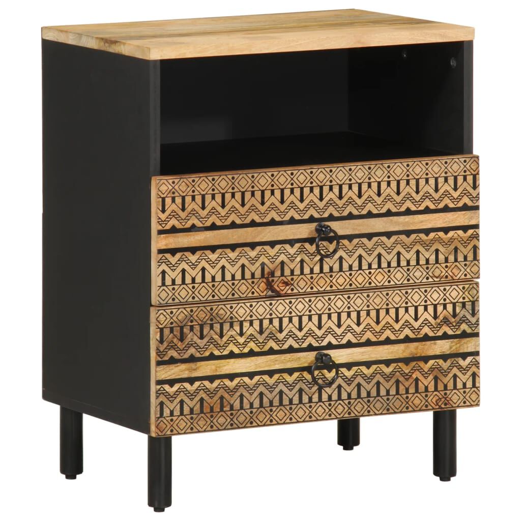 vidaXL Κρεβατοκάμαρα Μαύρο 50x33x62 cm Στερεό ακατέργαστο ξύλο Mango