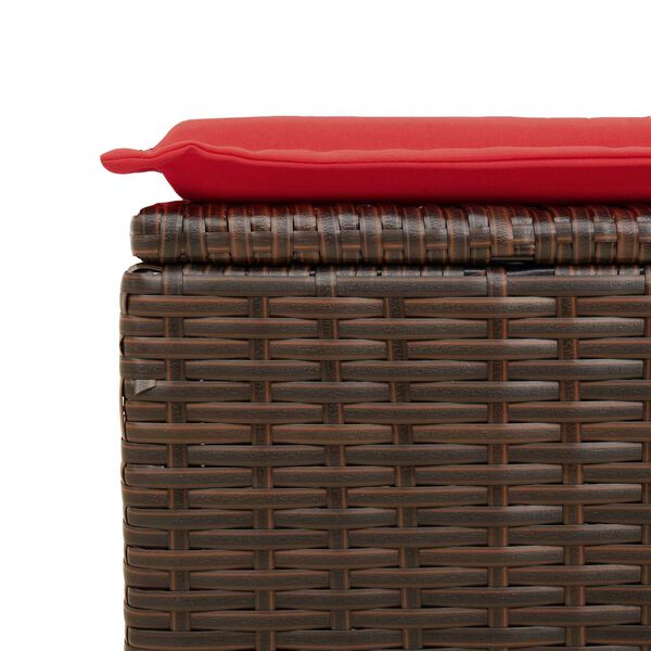 vidaXL Σκαμπό Κήπου με Μαξιλάρι Καφέ 55x55x37 εκ. από Συνθετικό Ρατάν