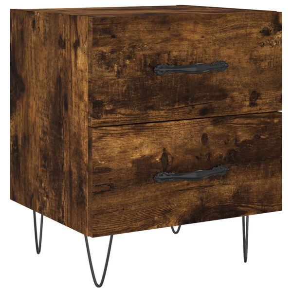 vidaXL Κομοδίνα 2 τεμ. Καπνιστή Δρυς 40 x 35 x 47,5 εκ. Επεξεργ. Ξύλο