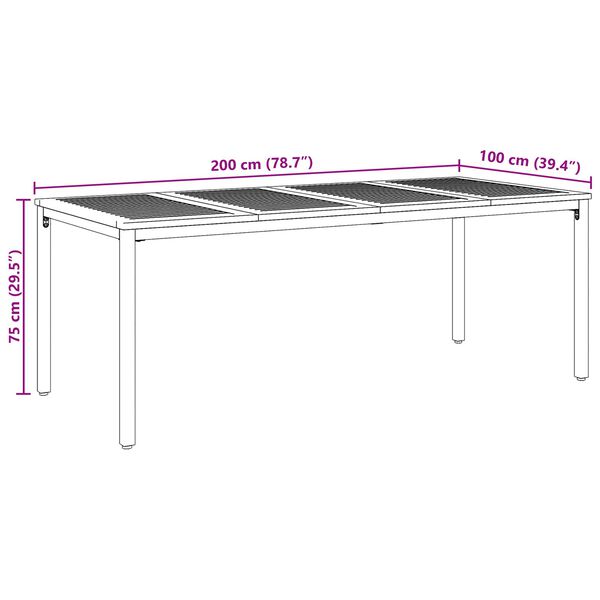 vidaXL Τραπέζι Κήπου 200x90x75 εκ από Στερεό Ξύλο Ακακίας και Μέταλλο