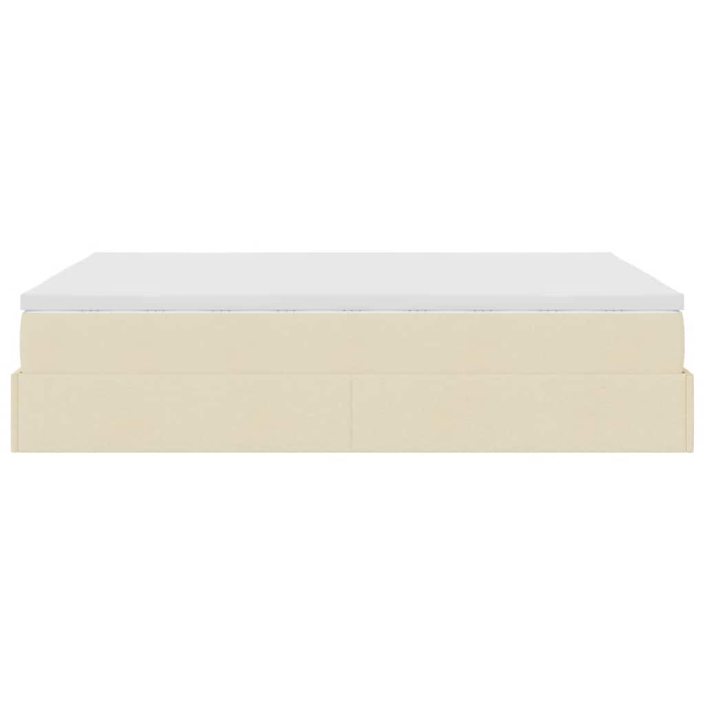 vidaXL Οθωμανικό κρεβάτι με στρώμα Cream 140x200cm ύφασμα