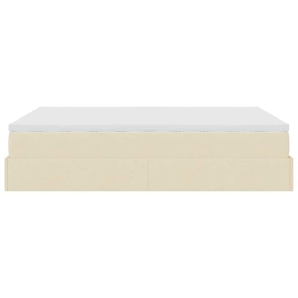 vidaXL Οθωμανικό κρεβάτι με στρώμα Cream 140x200cm ύφασμα