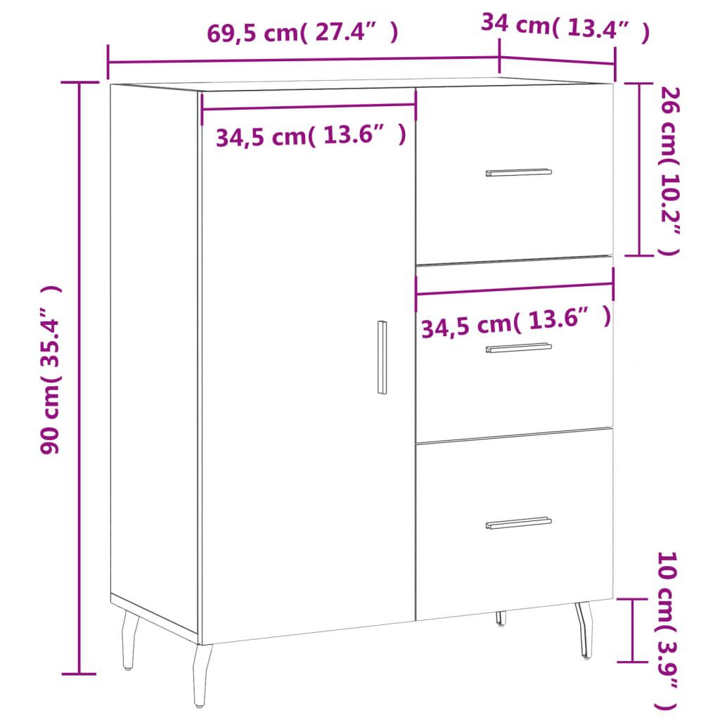 vidaXL Ντουλάπι Γκρι Sonoma 69,5 x 34 x 90 εκ. από Επεξεργασμένο Ξύλο