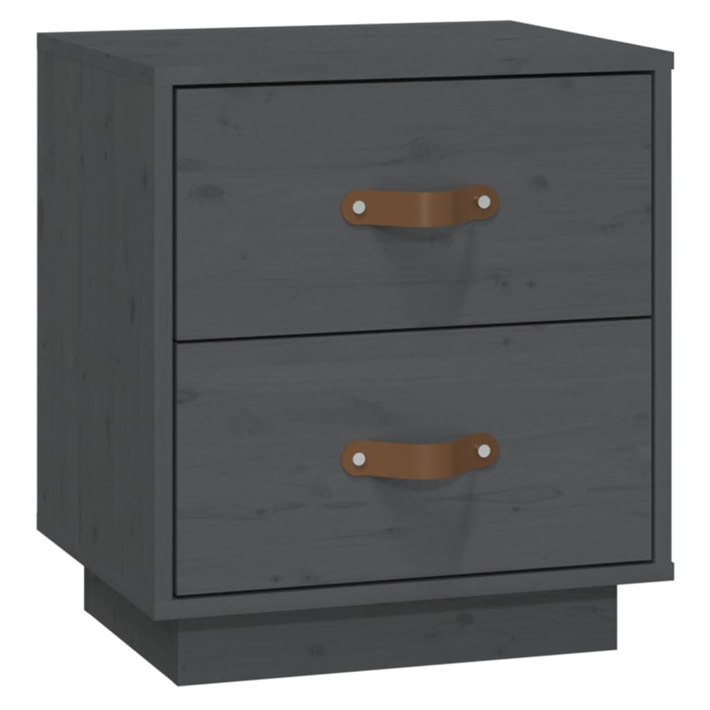 vidaXL Κομοδίνο Γκρι 40 x 34 x 45 εκ. από Μασίφ Ξύλο Πεύκου