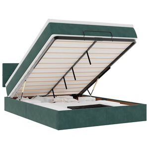 vidaXL Οθωμανικό κρεβάτι με στρώμα σκούρο πράσινο 140x200cm Βελούδο