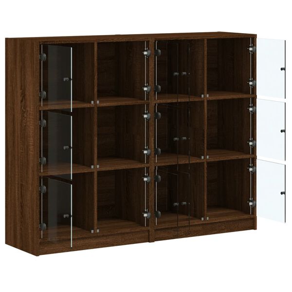 vidaXL Βιβλιοθήκη με Πόρτες Καφέ Δρυς 136x37x109 εκ. Επεξ. Ξύλο