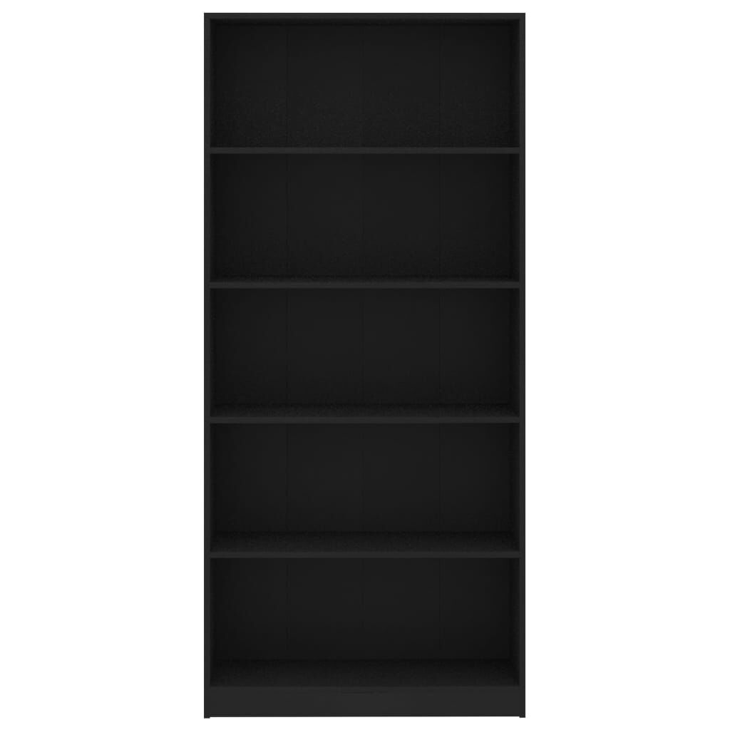 vidaXL Βιβλιοθήκη με 5 Ράφια Μαύρη 80 x 24 x 175 εκ. από Επεξ. Ξύλο